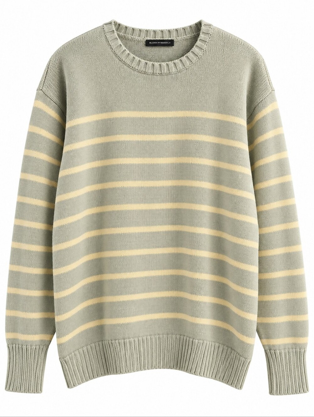 Brandy Melville Sage Butter Yellow Striped Cotton Oversized Sweater, OS, Coastal